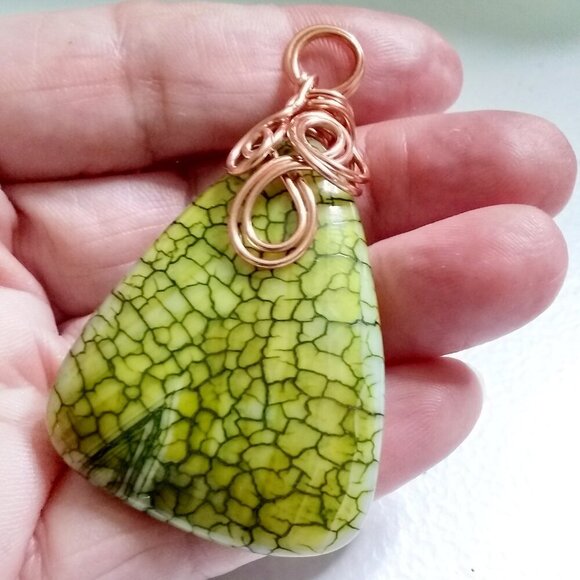 Green Dragonvein Agate Pendant & Vegan Suede Cord! Bold Eclectic Nature Inspired - Picture 3 of 16